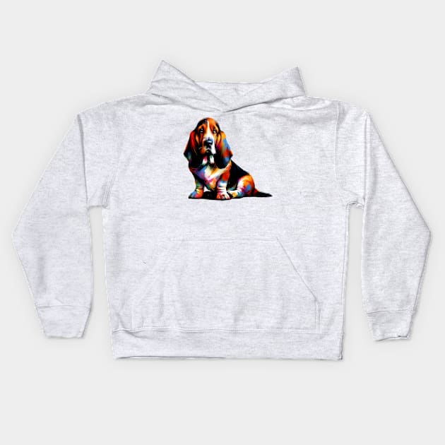 Vibrant Basset Fauve de Bretagne in Splash Art Kids Hoodie by ArtRUs